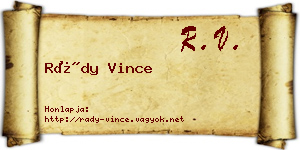Rády Vince névjegykártya